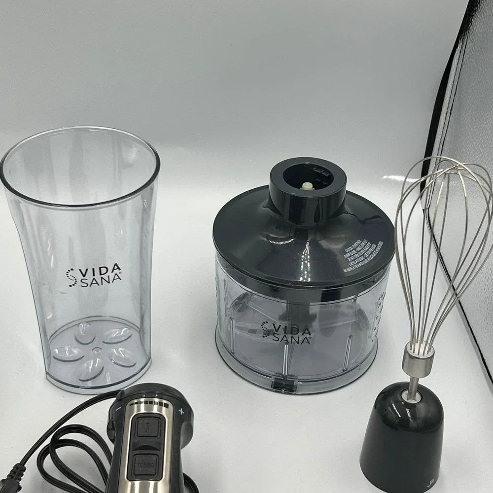 Princess House Vida Sana Immersion Blender 4-in-1 Set Black Silver NWOT 5594